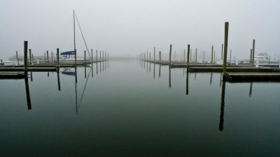 Yacht Haven In Fog