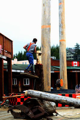 Chopping from precarious position