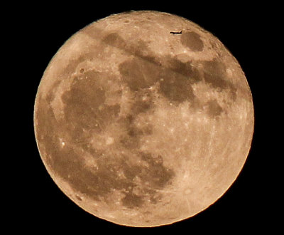Aircraft crossing the moon