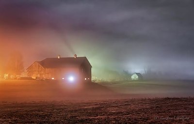Barn In Night Fog P1390949-55