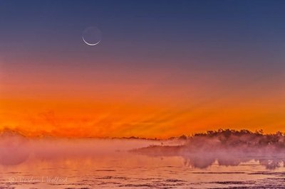 Crescent Moon Over Rideau Canal Sunrise Fog P1460187