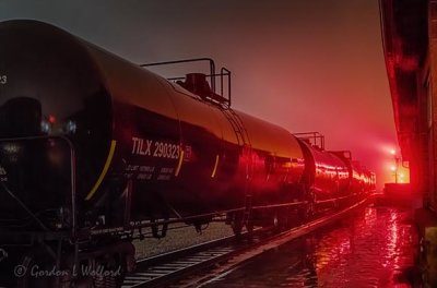 Tanker Train On A Foggy Night P1500462-8
