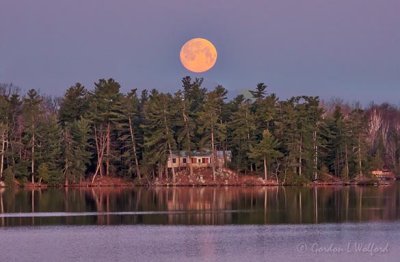 Pink Full Moon Setting Over Otter Lake DSCN12736