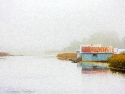 Foggy Swale Boathouses DSCN73710 Art