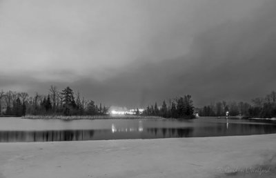 Thawing Rideau Canal At Night 90D17247-51BW