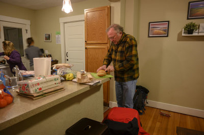 John making the garlic Bread