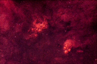 Lobster (NGC 6357) & Cat's Paw (NGC 6334) Nebulas, Scorpius in Ha