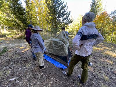 Helping James with his rental tent