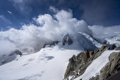 Cloud covered Mt Blanc