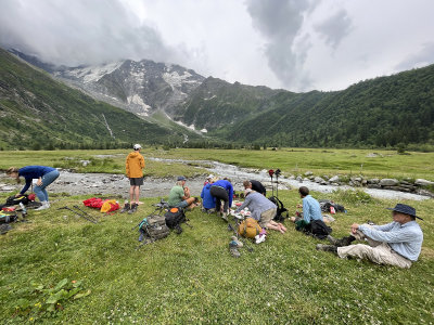 Lunch by a stream