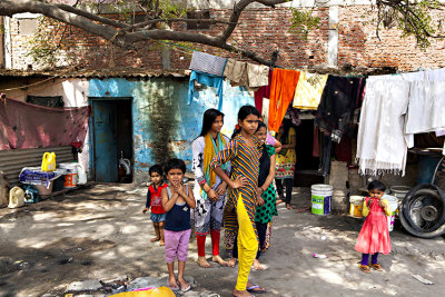 Shantytown in Delhi with very friendly people