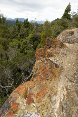 Red cliffs on the Karaka track