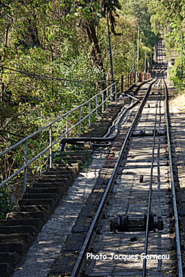 Voie ferrée du funiculaire, Colline San Cristobal, Santiago, Chili - IMGP8672.JPG