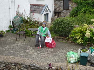 Litter picking scarecrow at Cwm Ivy