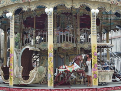 Vintage steam-operated merry-go-round
