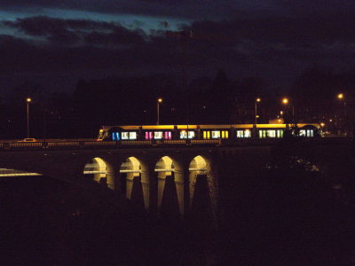 Tram going over the Pont Adolphe