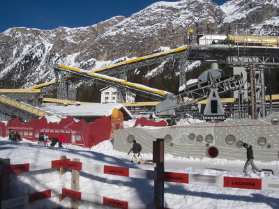 Construction site for the new Albula tunnel on the north side