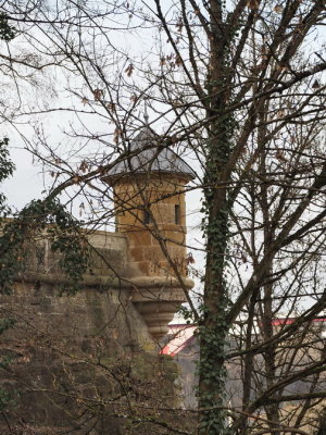 One of the Spanish turrets with the Red Bridge in the background