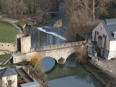 Stierchen bridge with the Alzette river next to Neumnster Abbey