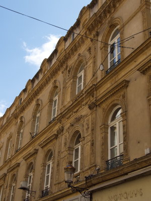 Exquisite house front with haphazard wiring