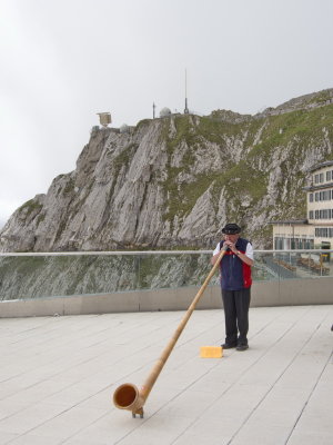 Alphorn player at Pilatus Kulm