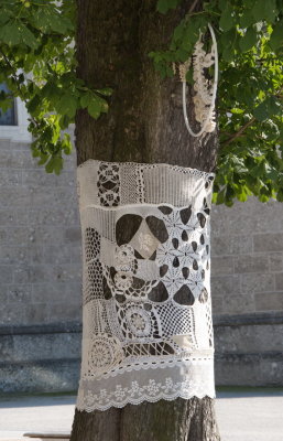Decorated tree trunk