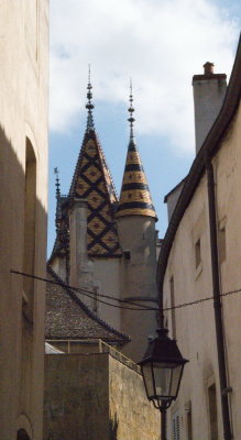 Tile-covered spires
