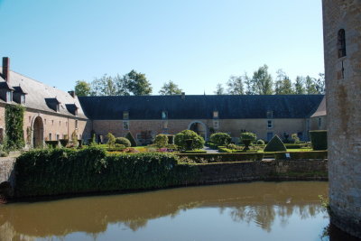 The gardens with the former stables