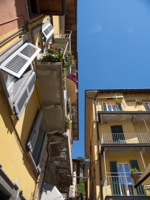 Houses nestling along a narrow lane