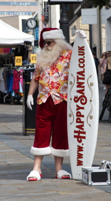 Santa on holiday during the summer months