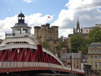 The Swing Bridge with its lighthouse - the Keep of the New Castle - the Lantern Spire of the Cathedral