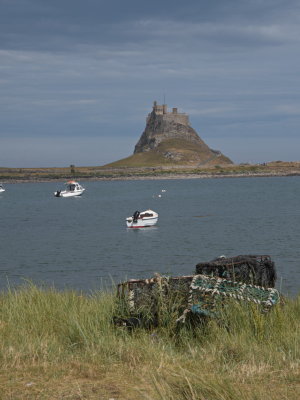 Lindisfarne Castle with lobster crates