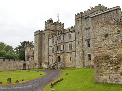 Chillingham Castle on a wet day