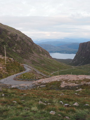 The road going down Bealach Na Ba towards Lochcarron