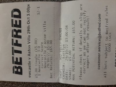 Recu BetFred Toto formulier