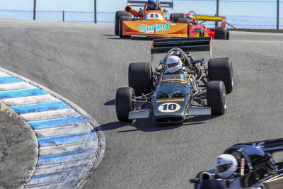 Action in the Corkscrew turn at Laguna Seca Raceway.