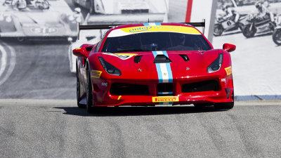 Ferrari 488 Challenge starting down the Corkscrew.