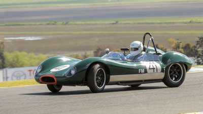 1960 Lola Mk I in oversteer mode coming out of turn 2, Sonoma