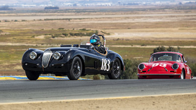 Jaguar XK 120 and a Porsche 356 at Sonoma Turn 2