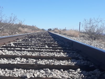 The historic railroad tracks, used in building Hoover Dam.