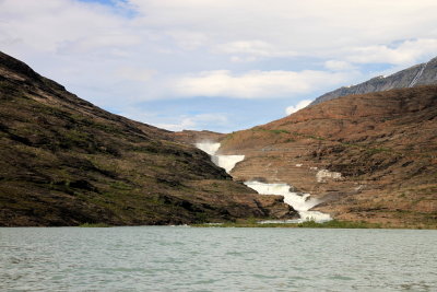 Svartisvatnet lake and waterfall 