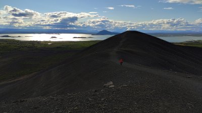 Hverfjall vulcano and Myvatn Lake