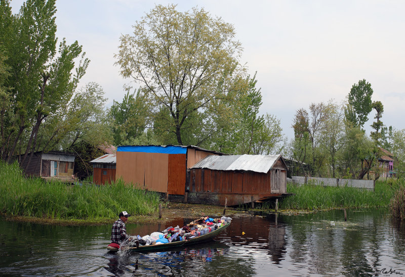 Shikara with load of trash