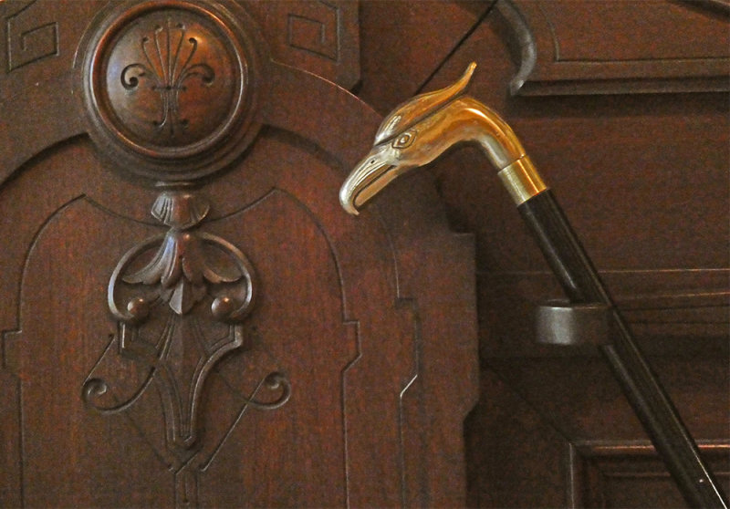 Jay Gould's cane, Lyndhurst Mansion, Tarrytown, New York, 2019