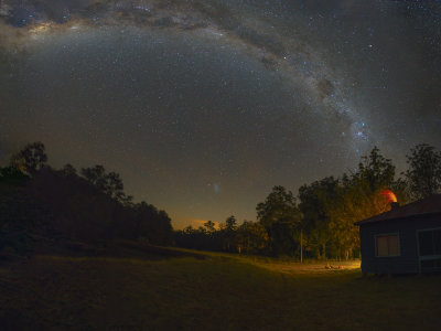 Barrington Tops house and Milky Way panorama
