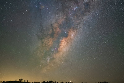 The centre of the Milky Way rising above the horizon.