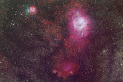 Lagoon and Trifid Nebulae in Saggitarius