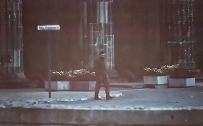 East German soldier at Brandenburg Gate