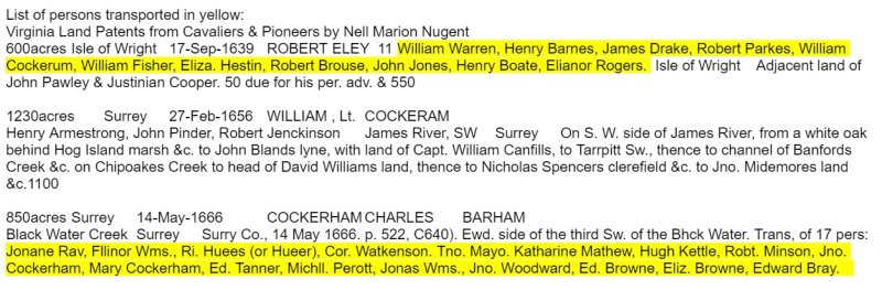 Cockerham Patents VA 1639 Robert Eley
