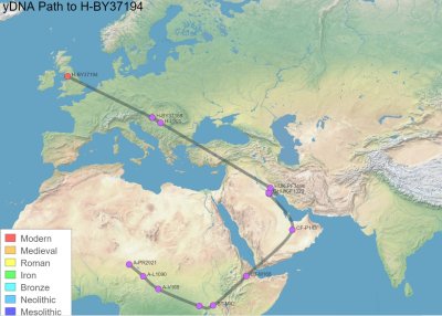 Hap H2 YDNA SNP Tracker Map